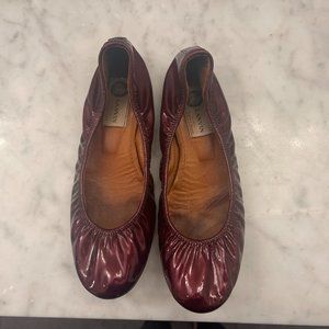 Authentic Vintage Lanvin Merlot Patent Ballet Flats